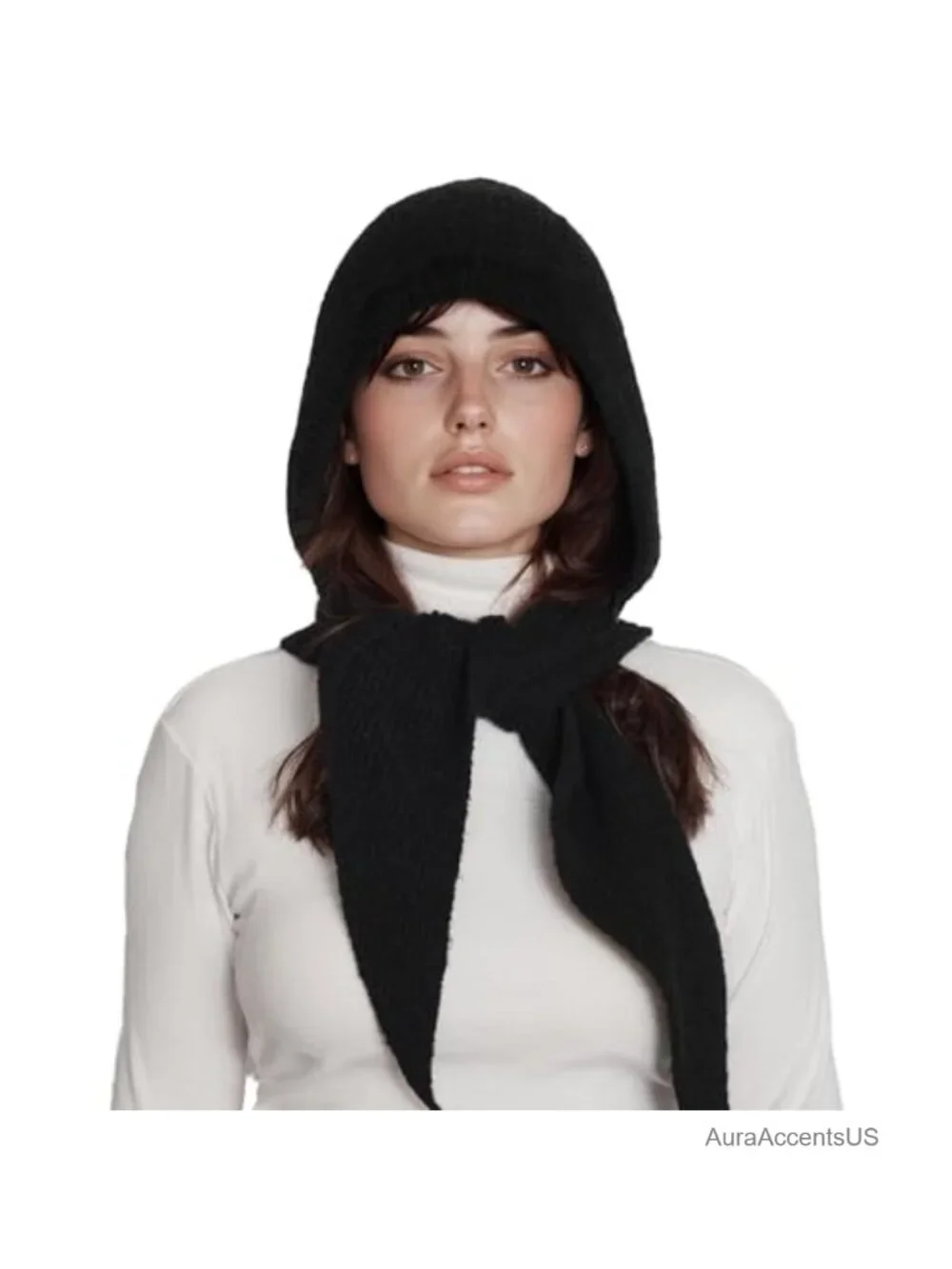 Warm Winter Hooded Scarf Hat Set for Women 2-in-1 Knitted Neck Gaiter